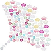 1 Box 120Pcs 3 Styles Transparent Glass Beads Colorful Crystal Flower Bead Scallop Ginkgo Leaf Lotus Pod Charms Pendants for Jewelry Making DIY Necklaces Bracelets Supplies