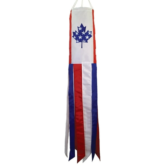 In the Breeze 5114 — USA and Canada Friendship 40 Inch Windsock - U.S./Canada Hanging Decoration - Colorful Outdoor Décor