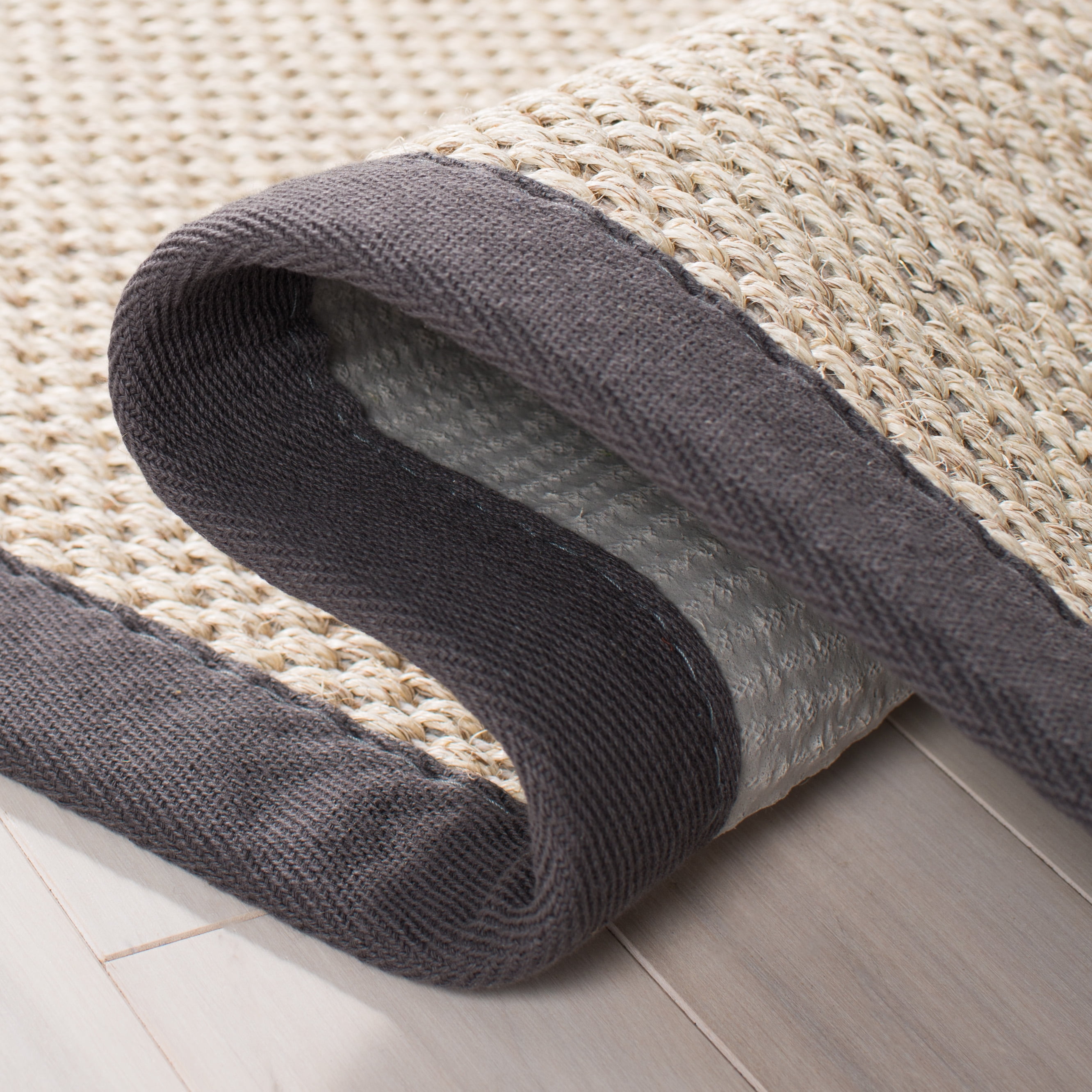 SAFAVIEH Natural Fiber Kentigern Border Seagrass Area Rug, Marble/Dark Grey, 11' x 15'