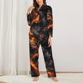 thumbnail image 2 of Pajamas for Women Sets, Molten Lava Abstract Flow Lounge Sets Long Sleeve Button Down Night Shirts Sleepwear Pjs, 2 of 6