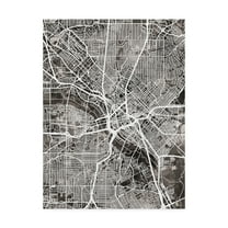 Trademark Fine Art 'Dallas Texas City Map Black' Canvas Art by Michael Tompsett