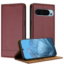 Allytechgroup Google Pixel 9 Pro XL Case Wallet, Business Type Case Premium PU Leather Retro Flip Kickstand Cards Slots Shockproof Phone Case for Google Pixel 9 Pro XL, Winered