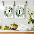 thumbnail image 2 of Dish Towels, Letter P Absorbent Kitchen Towels 2 PCS, Alphabet Green Eucalyptus Leaves Microfiber Hand Towels Dish Cloths Tea Towels for Home&nbsp;Bathroom Cleaning Drying,18X28-Inch,, 2 of 9