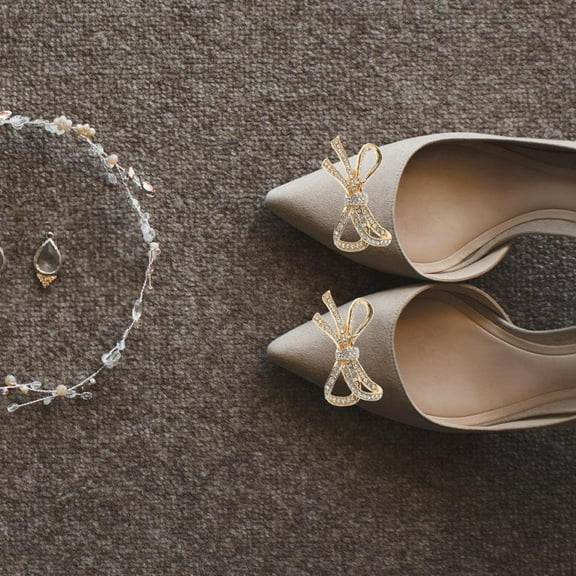 Hemoton 2pcs Bow Shoe Clips For Flats And Heels Detachable Crystal Shoe Buckles For Women Ladies Girls Shoes Decorative Shoe Accessories