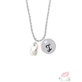 thumbnail image 2 of Delight Jewelry Resin White Big Ear Bunny Silvertone Script Initial Disc - I - Charm Necklace, 20"+3", 2 of 4