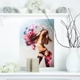 thumbnail image 1 of Femme Aguichant Marron avec Fleurs - Impression sur Toile Portrait, 1 of 3