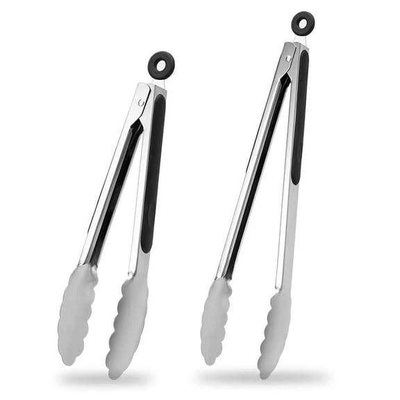 9& 12 Inch Kitchen Tongs,Stainless Steel Metal Tongs Cooking Tongs,for Cooking Barbecue,BBQ Grilling,Buffet Serving (9" 12")