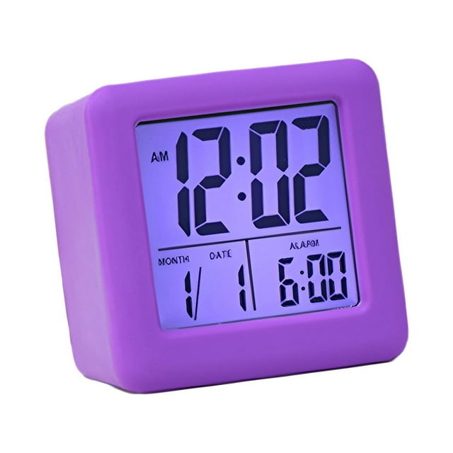 Reloj despertador para dormitorio, reloj Digital, despertador de escritorio para niños, reloj electrónico silencioso para mesita de noche, decoración Púrpura Macarena Despertadores digitales