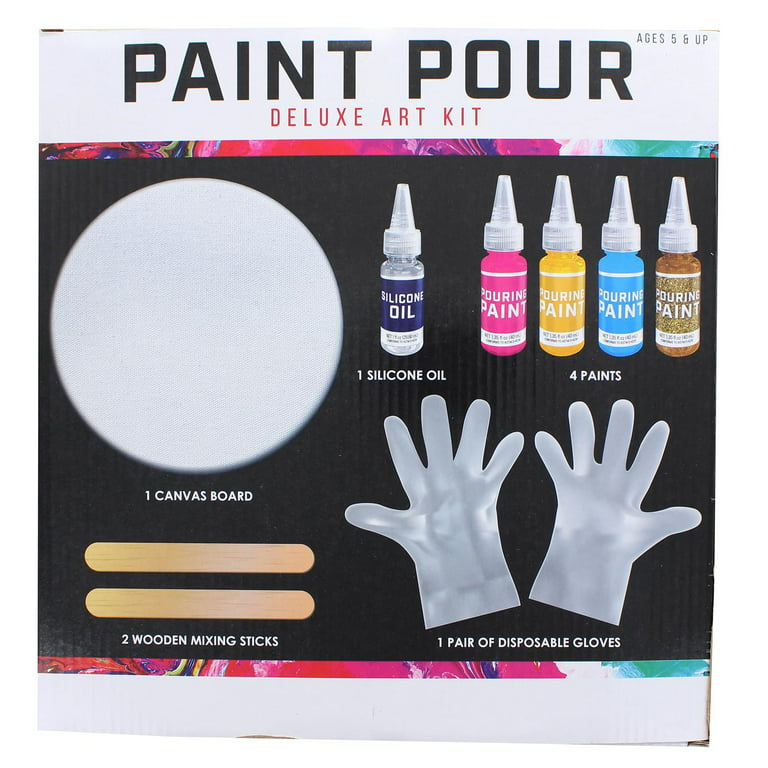 Acrylic Pouring Paint Kit with Canvas - Deluxe Paint Pouring Supplies,  Painting Set for Adults and Kids