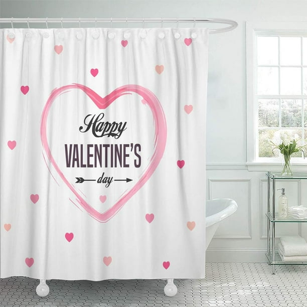 Pknmt Pink Love Happy Valentines Day Hearts Watercolor Romantic Label February Arrow Bathroom Shower Curtain 66x72 Inch Walmart Com Walmart Com