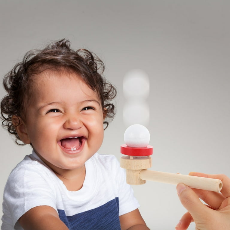 Classic Wooden Floating Ball Toy - Blow Pipe Ball Game For Kids Breath Control