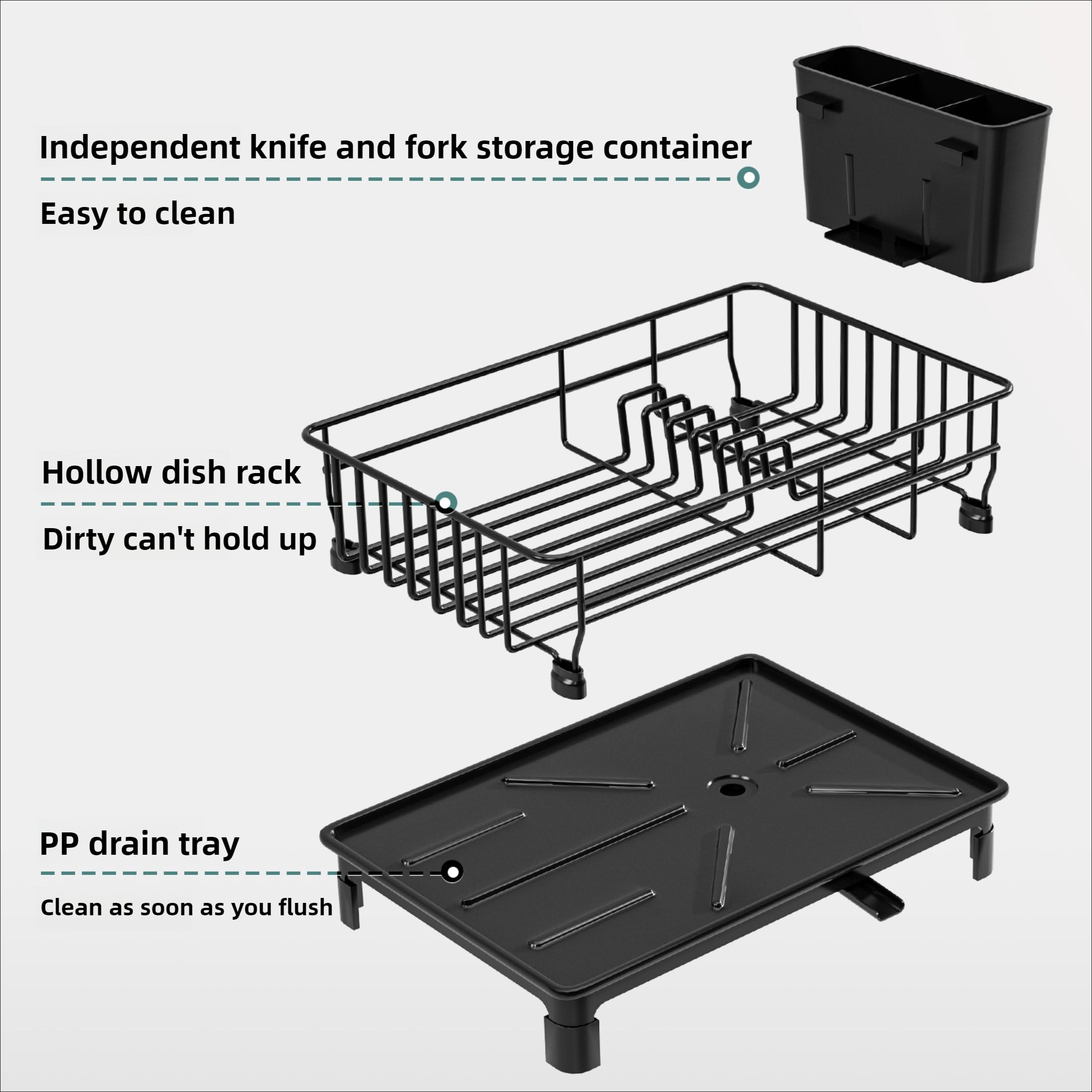 Multifunctional Kitchen Dish Drainer Rack, Countertop Cabinet Organizer with Drying Tray for Bowls, Plates and Utensils