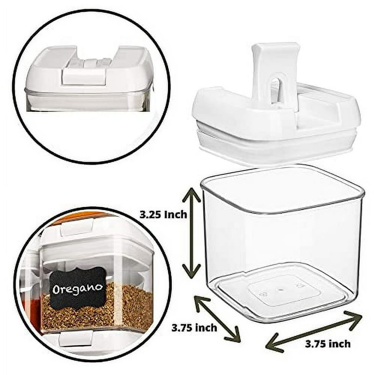 Shazo Airtight 6 PC Mini Container Set + 6 Spoons, Labels & Marker - Durable Clear Plastic Food Storage Containers with Lids - Kitchen Cabinet