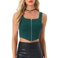 thumbnail image 1 of INSPIRAR CHIC Top de Mujer Cuello Cuadrado Dobladillo Asimétrico Con Cremallera Corsé Verde, 1 of 5