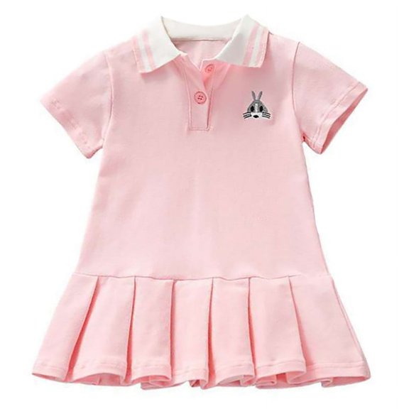 Summer Casual Baby Girls Cartoon Animal Pattern Short Sleeve Dress， Kids Toddler Pageant Sundress