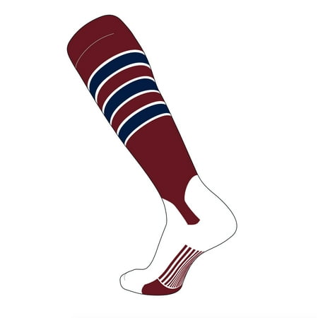 TCK Elite Baseball Knee High Stirrup Socks (D, 5in) Cardinal, White, (Best Stirrups For Bad Knees)