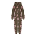 thumbnail image 4 of Girls Cute Bear Print Fleece Jumpsuits Hooded Zip-Up Sherpa Rompers Winter Warm Onesie Romper with Pockets for Kids 5-14 Years, 4 of 6