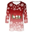 thumbnail image 5 of Tnhcen Women's Plus Size Christmas Print Crewneck 7/8 Sleeve T-Shirt - Fall Essentials Loose Fit S-5XL Casual Shirts, 5 of 6