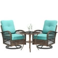 thumbnail image 6 of MELLCOM 3 Pieces Patio Furniture Set, Outdoor Swivel Rocker Patio Chairs, Wicker Patio Bistro Set with Rocking Chair, Thickened Cushions and Glass Coffee Table for Backyard, Garden, Blue, 6 of 9