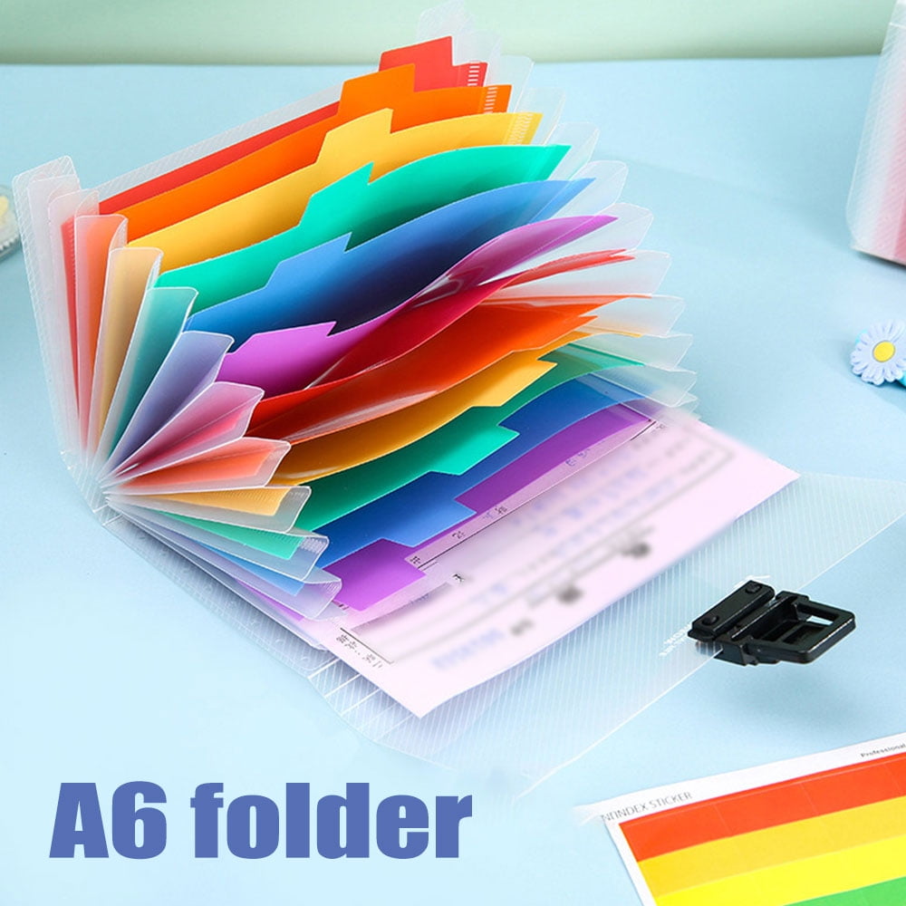 Coupon Receipt Portable Hand-Held Accordion File Folder 100% Waterproof Plastic Receipt Organizer for Cards Ticket 2 Pack 13 Pockets A6 Mini Expanding File Folders Small Accordion File Organizer 