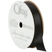 Offray Ribbon, Black 5/8 inch Single Face Satin Polyester Ribbon, 18 feet