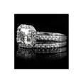 thumbnail image 3 of Cushion Cut Cz Sterling Silver 2-Pc Ring Set Clear Halo Matching Wedding Carved, 3 of 4