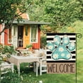 thumbnail image 2 of Blue Paw Print Spring Garden Flag 12x18 Inch Double Sided Outside, Daisy Floral Welcome Stripes Yard Outdoor Flag, 2 of 6
