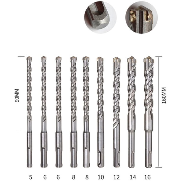 Broca SDS Plus Para Hormigón 9.0x95 Mm - Pack De 4 Unidades, Carburo Duro, Profesional, Marca AMBOSS