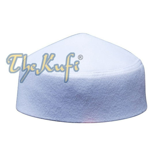 TheKufi® White Moroccan Fez-style Kufi Hat Islamic Cap with Pointed Top (XXL)