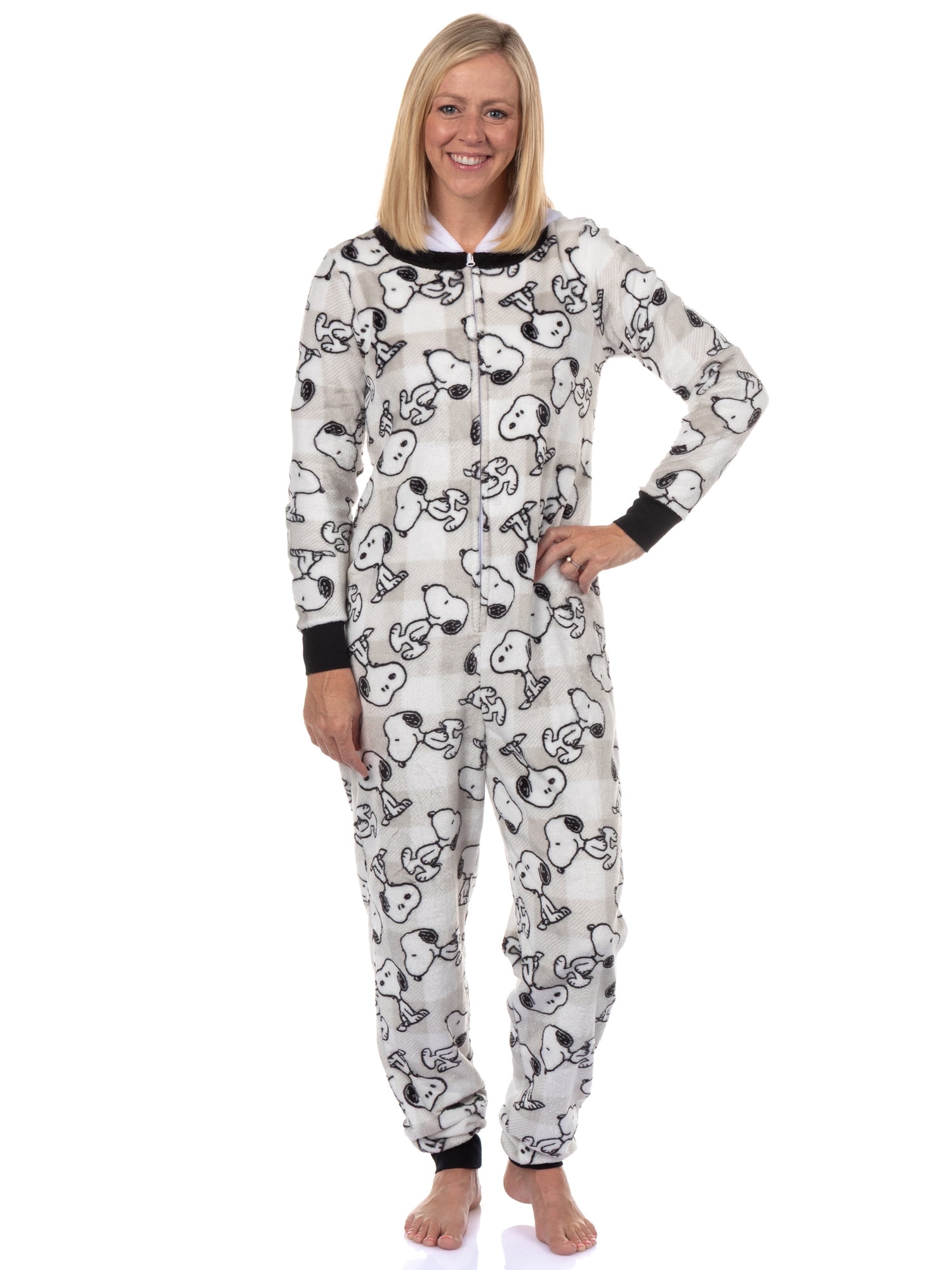 Peanuts Women's Matching Family Pajamas Snoopy Union Suit with Hood, Sizes S-XXXL