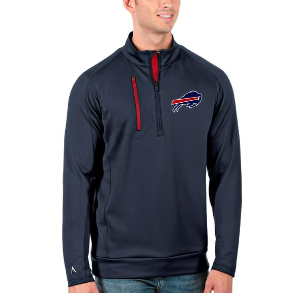 Men's Antigua Navy/Red Buffalo Bills Generation Quarter-Zip Pullover Jacket