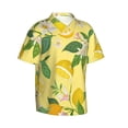 thumbnail image 3 of Xecao Lemon print Hawaiian shirt - a stylish short-sleeve button-down for men, perfect for casual beach and tropical outings., 3 of 9