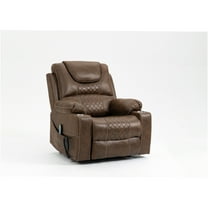 JERFIT Power Lift Recliner Chair with Massage and Heat, 180° Flat Recline, Oversized Leather Sofa Chair for Elderly, Brown