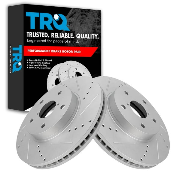 TRQ Front Performance Brake Rotors Set Premium G-Coated Fits Select 2015-2019 Subaru Legacy