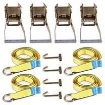 SCITOO - 4set(12x) Lasso Wheel Lift Straps 2" Ratchets J Finger Hooks Tow Truck Tie Down