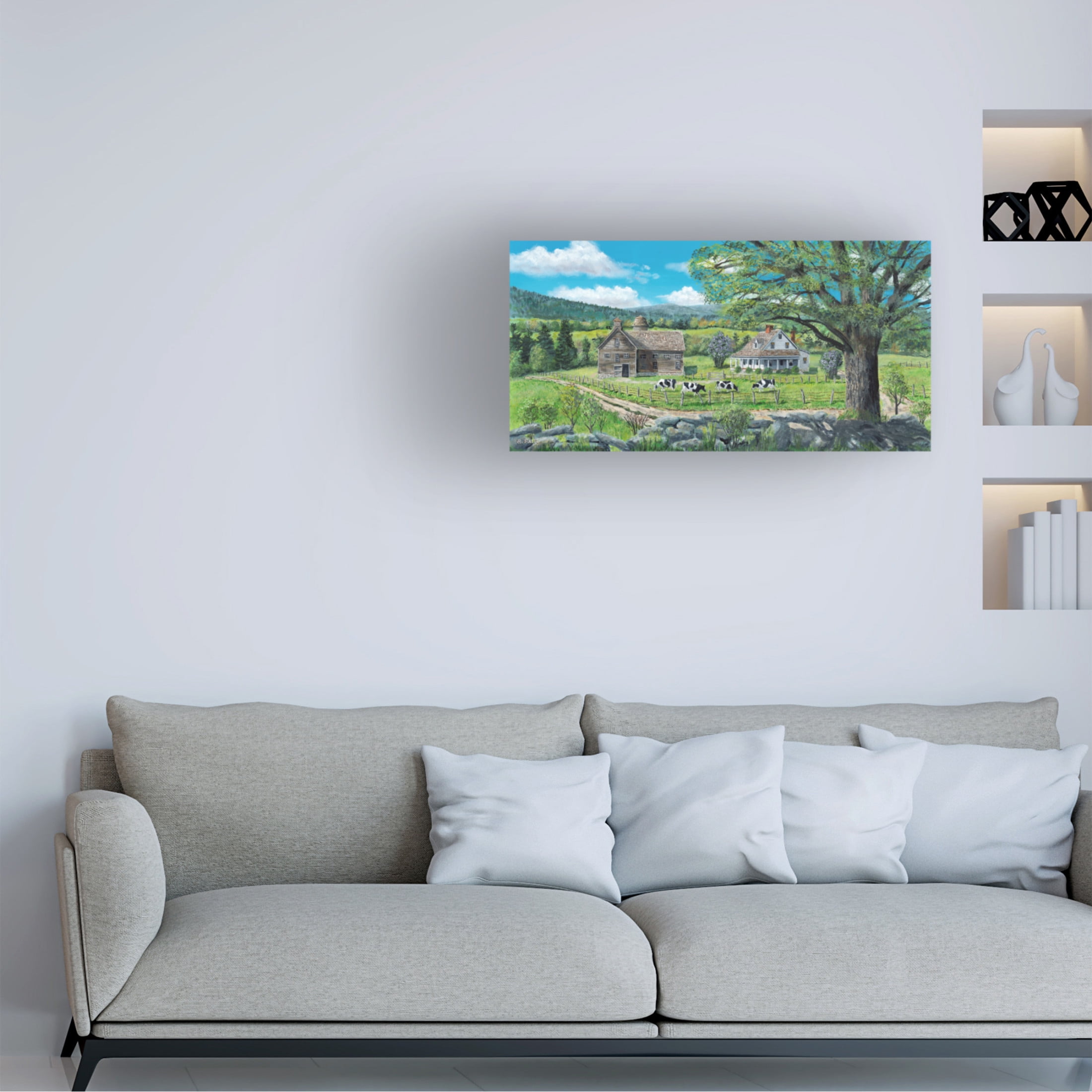 Canvas Wall Art - Bob Fair 'Calm Over the Wall' Wall Art for Living Room, Bedroom, or Office Décor by Trademark Fine Art - 24 x 12 Inches