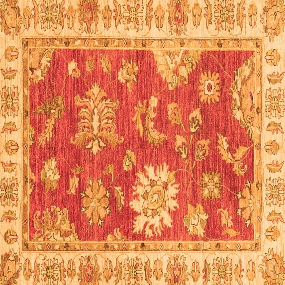 Ahgly Company Indoor Square Oriental Orange Modern Area Rugs, 6' Square