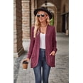 thumbnail image 2 of Autumn Solid Color Sunken Stripe Brushed Stitching Long Sleeve Cardigan Jacket, 2 of 8
