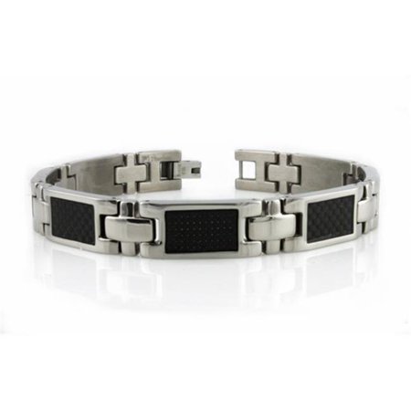 EWC B20104 Titanium Mens Bracelet with Black Carbon Fiber Inlay