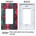 thumbnail image 3 of Yayeee Rocker Switch Wall Plate 3-Gang 6.5"x4.6" Home Decorative Outlet Cover, Vibrant Green Tartan Pattern, 3 of 6