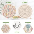 thumbnail image 4 of Yayeee 6 PCS Drink Coasters with Holder Set Woven Absorbent Round Tabletop Hot Pad, Colorful Ice Cream Pattern, 4 of 7