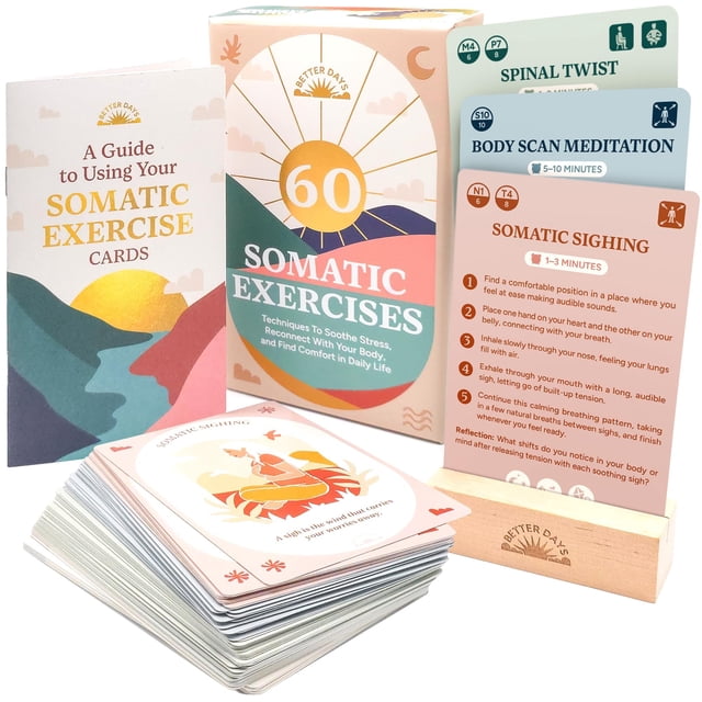 Tarjetas de ejercicios de terapia somática Better Days con guía