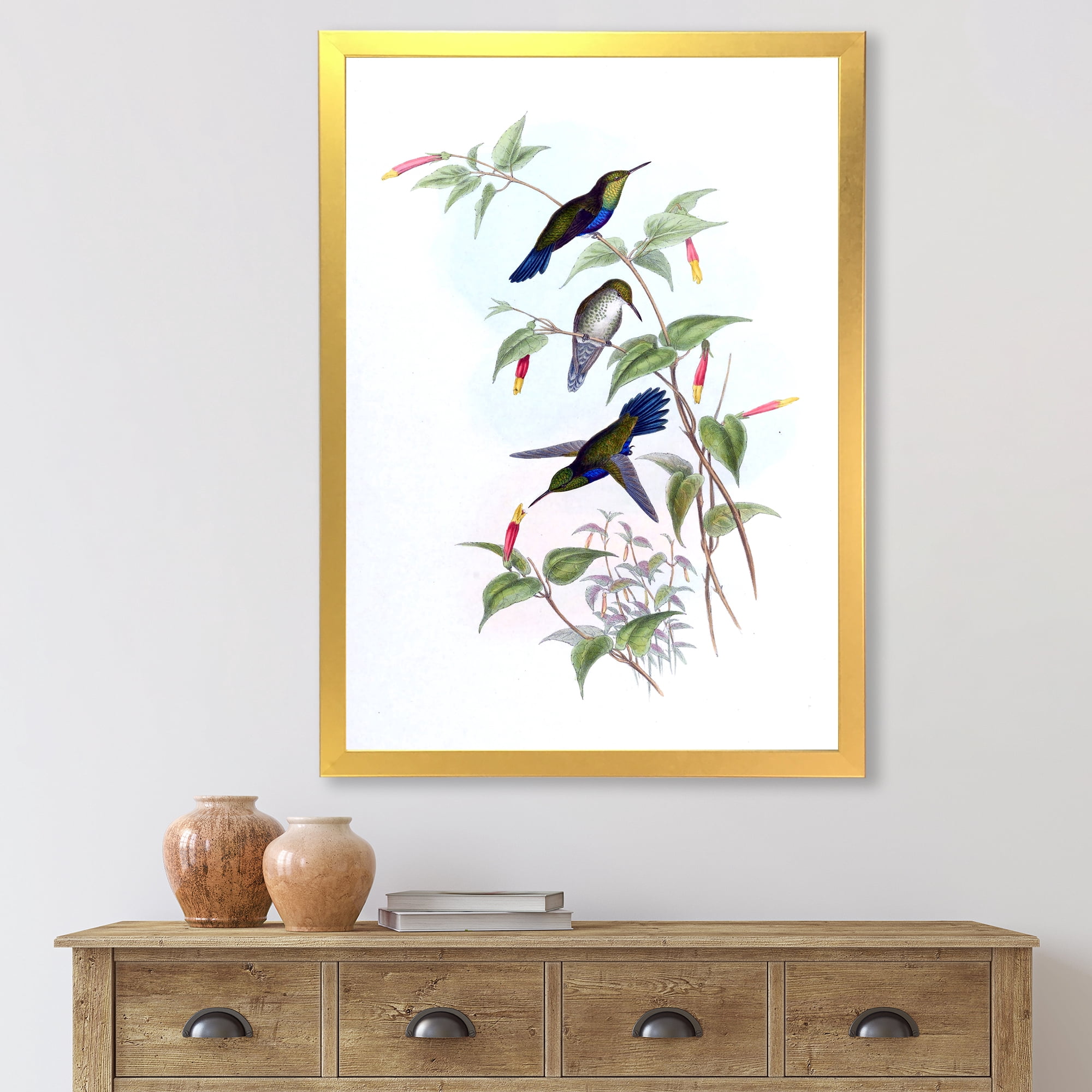 Designart 'Ancient Hummingbird I' Traditional Framed Art Print