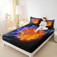 thumbnail image 4 of Homewish Boys Ball Game Queen Sheet Sets,Basketball Sport Theme Flat Sheet,Orange Black Blue Queen Fitted Sheet For Boys Kids,Breathable Home Decor,4 Pieces, 4 of 7
