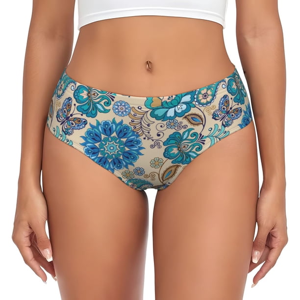 Fotbe Vintage Floral Butterflies Calzones Estampados para Mujer – Ropa Interior de Algodón, Cómoda, Suave y Elástica-X-Small
