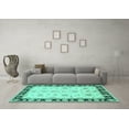 thumbnail image 3 of Ahgly Company Machine Washable Indoor Square Persian Turquoise Blue Traditional Area Rugs, 8' Square, 3 of 4