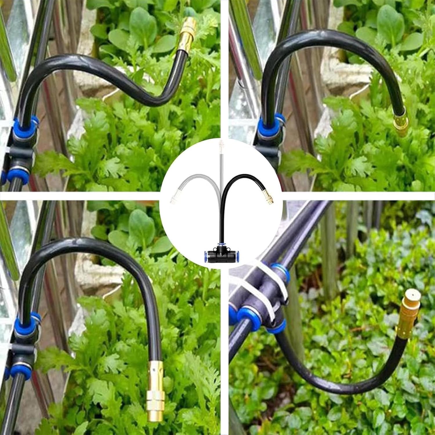 Joyeloo Irrigation, EverGlowly Watering System, 360° Curved Garden Automatic Irrigation System with Adjustable Brass Spray Heads & Timer, Watering System for Potted Plants/Gardens (49.21 ft)