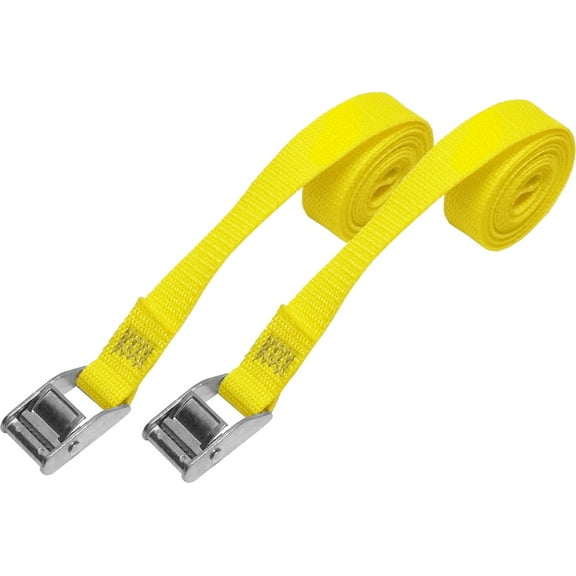 CustomTieDowns 2 Pack of 1 inch x 6 Foot Cinch Strap Endless Loop Tie Down (No Hooks). Zinc Diecast Rust Proof Cam Buckle.