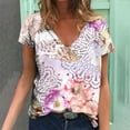 thumbnail image 2 of JeashCHAT Summer V Neck T Shirts for Women Short Sleeve Shirts Cute Printed Tshirt Blouse Casual Tops Loose Fit Graphic Tee, 2 of 5