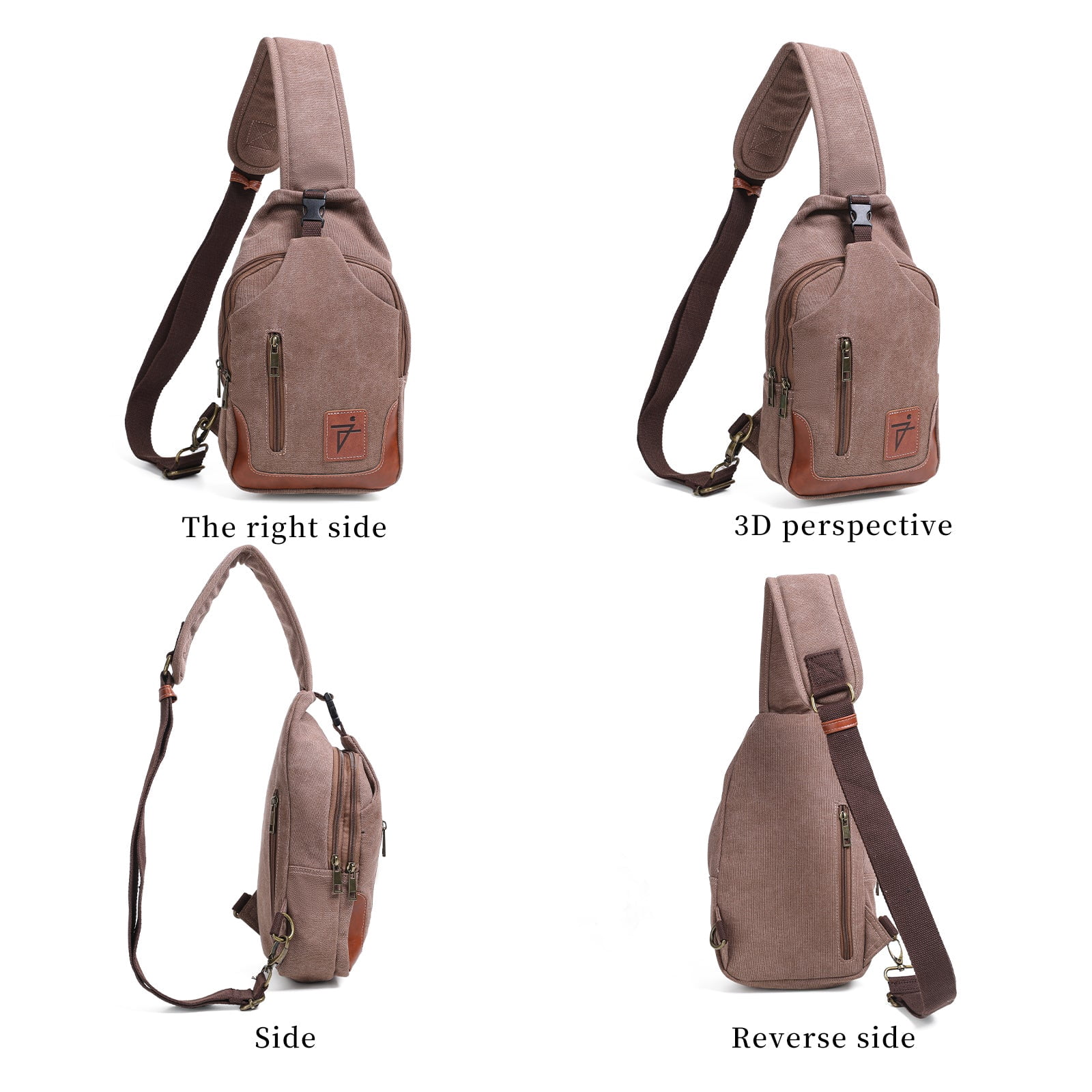 Men Sling Bag Waxed Canvas Crossbody Bag with one strap Travel Hiking Chest Bag daypack